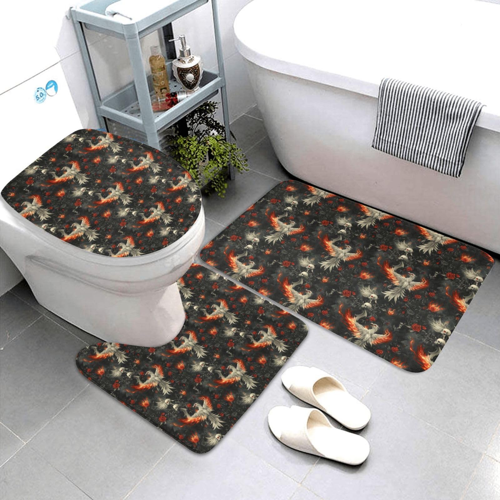 Lot de 3 tapis de salle de bain motif tête de mort pour un intérieur de caractère