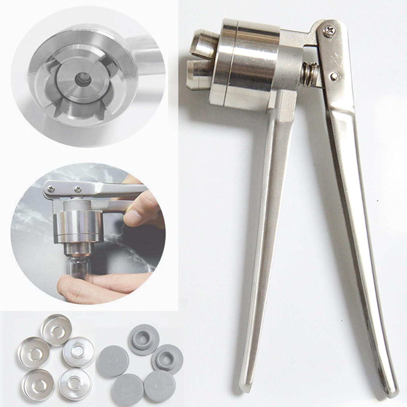 Máquina de sellado portátil de viales, sellador de botellas de aluminio y acero inoxidable a prueba de fugas para un embalaje eficiente, se adapta a botellas de 28 mm de diámetro