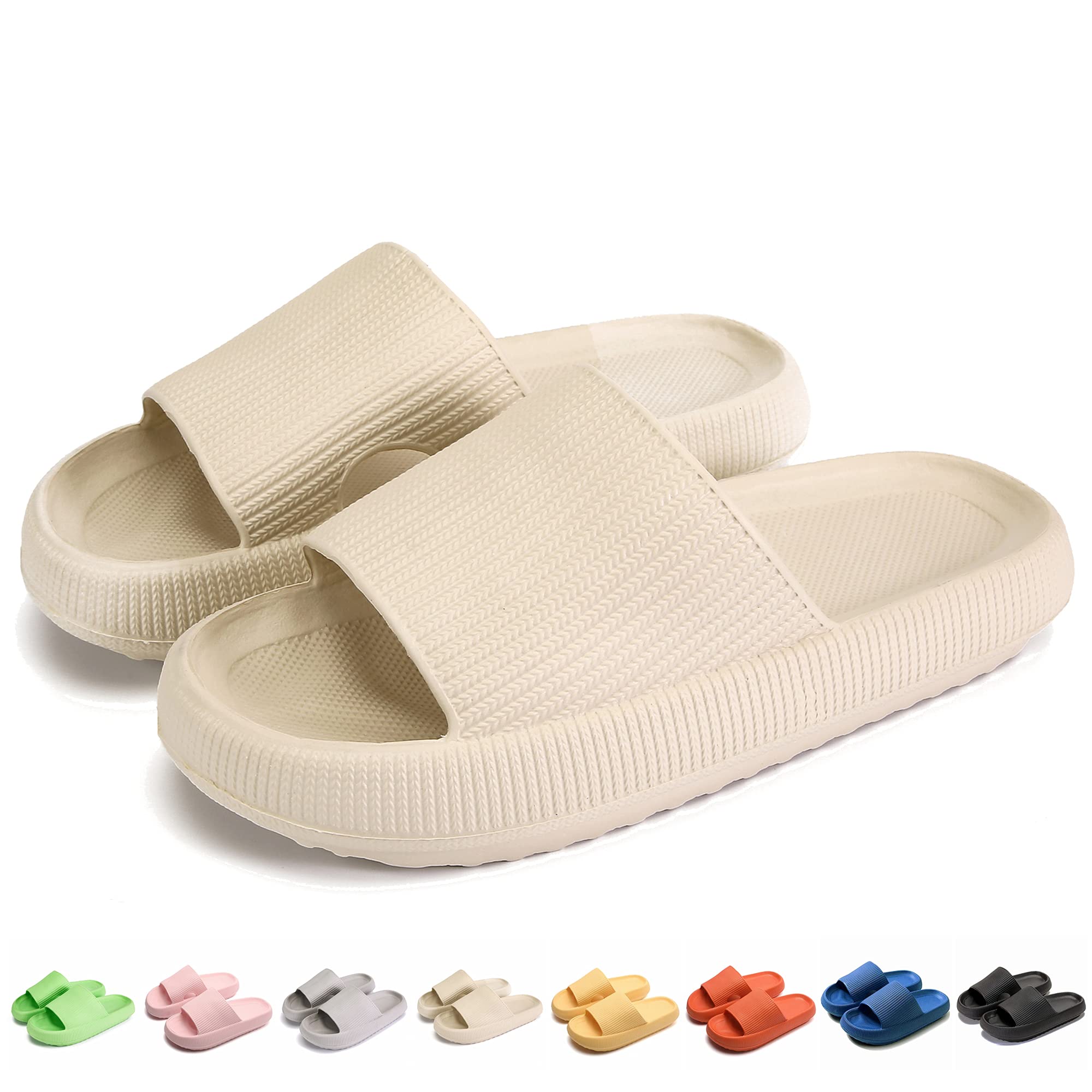 Pillow Slides Slippers, Non-Slip Quick Drying Super Soft Thick Sole Massage Cushioned Open Toe Sandals, EVA Platform Shoes Summer Pool Gym Shower Bathroom Slipper Home Slippers for Women and Men