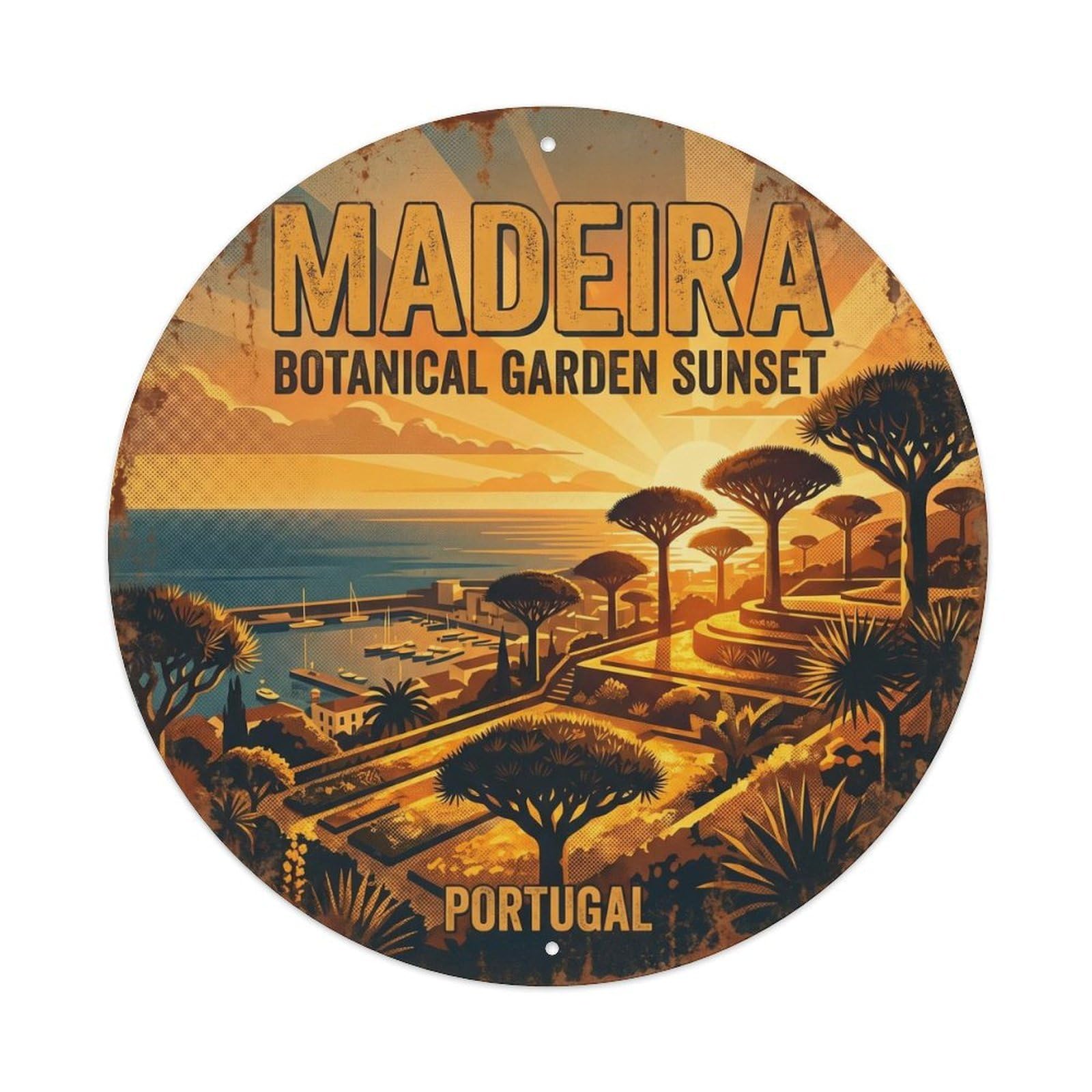 Olhnbad 08X08inch Style Classic Portugal Madeira Cityscape Cultural Travel Art Metal Tin Sign