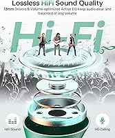 Vista 3 de Auriculares inalámbricos Bluetooth 5.3, reproducción de 40 horas, auriculares estéreo con pantalla LED, estuche de carga IPX7, impermeables