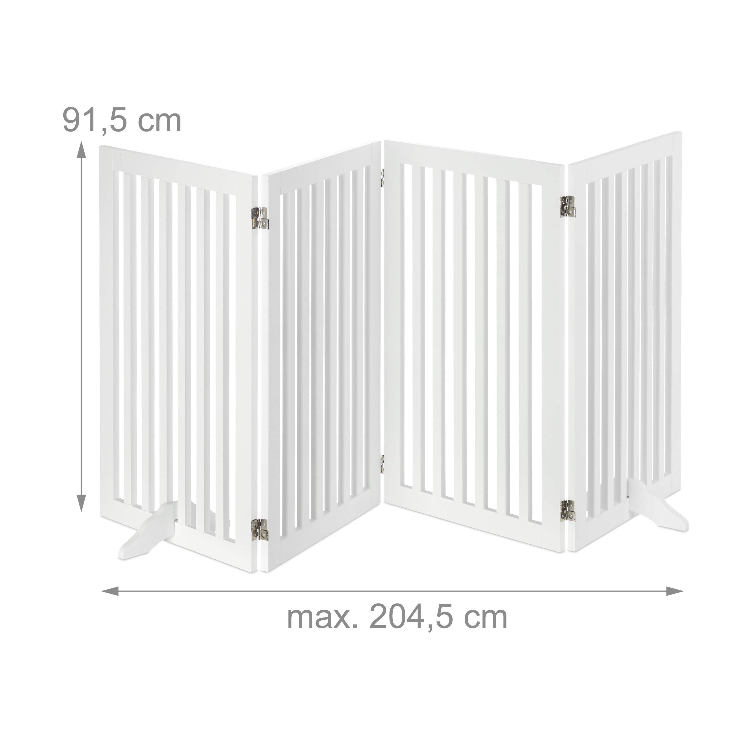 Relaxdays Barrière de protection, H x L : 91,5 x 204,5 cm, pliable, avec pieds, réglable pour chiens, MDF, blanc