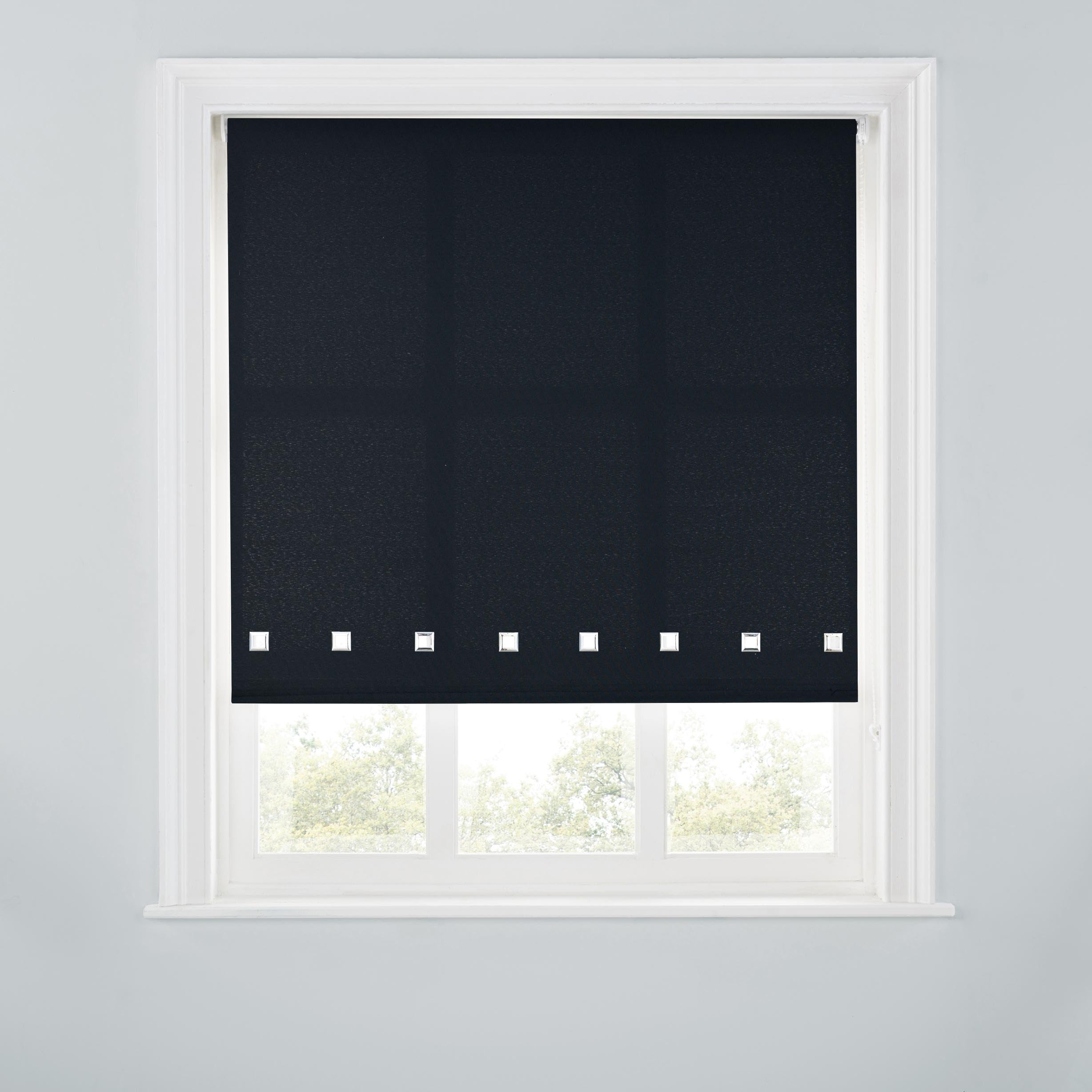 Trimmable Square Eyelet Roller Blind - 2FT - BLACK - 60cm(W) x170cm(L) — image 1
