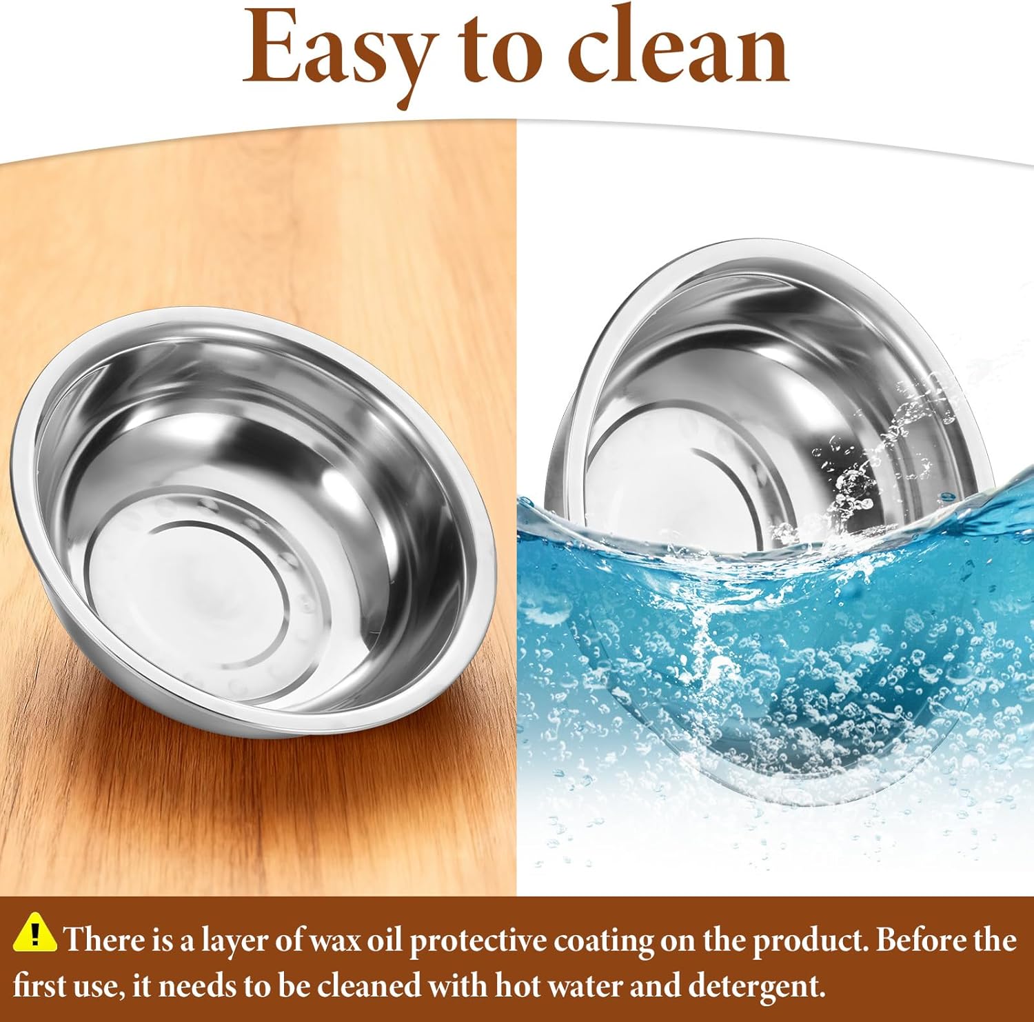 4 Pcs Stainless Steel Mixing Bowl Nesting Metal Prep Salad Bowl Extra Large Basin Salad Basin with Deeper Edge, Mirror Finish for Home Cooking or Commercial, Dishwasher Safe, Silver (13 Inch 8 Qt)