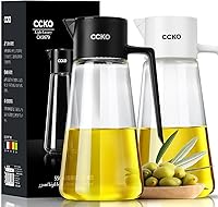 Vista 1 de CCKO Botella dispensadora de aceite de oliva de vidrio con boquilla abatible automática de 19 onzas para cocina, dispensador de aceite de cocina sin