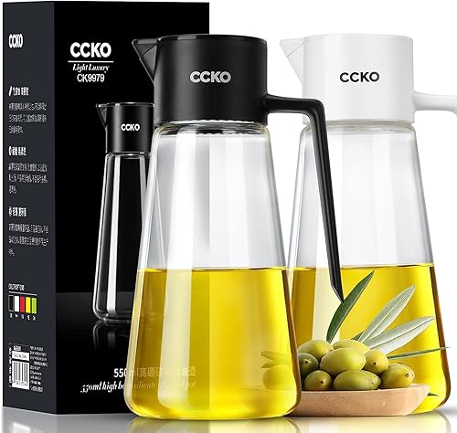 Miniatura 10 de Botella dispensadora de aceite de oliva de 19 onzas para cocinar en la cocina, dispensador automático de aceite de cocina sin goteo, adecuado para