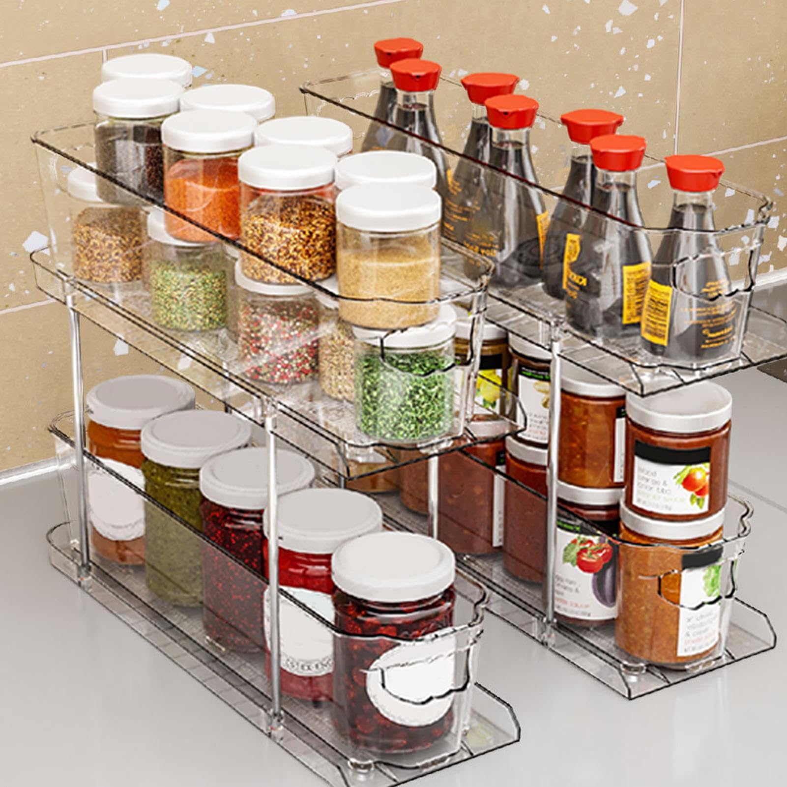 Organizzatore sotto il lavello, Organizzatori e contenitori sotto il | Ripiano estraibile sotto il mobile a 2 livelli, cassetto estraibile mult