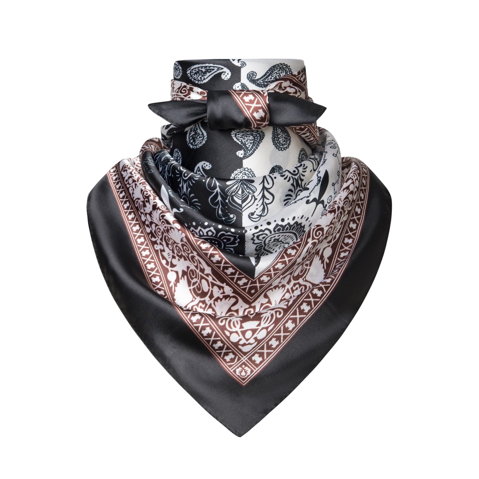 35" Men's Silk Cowboy Scarf - Oversized Western Bandana Neckwear, Large Square Scarf with Gift Packaging