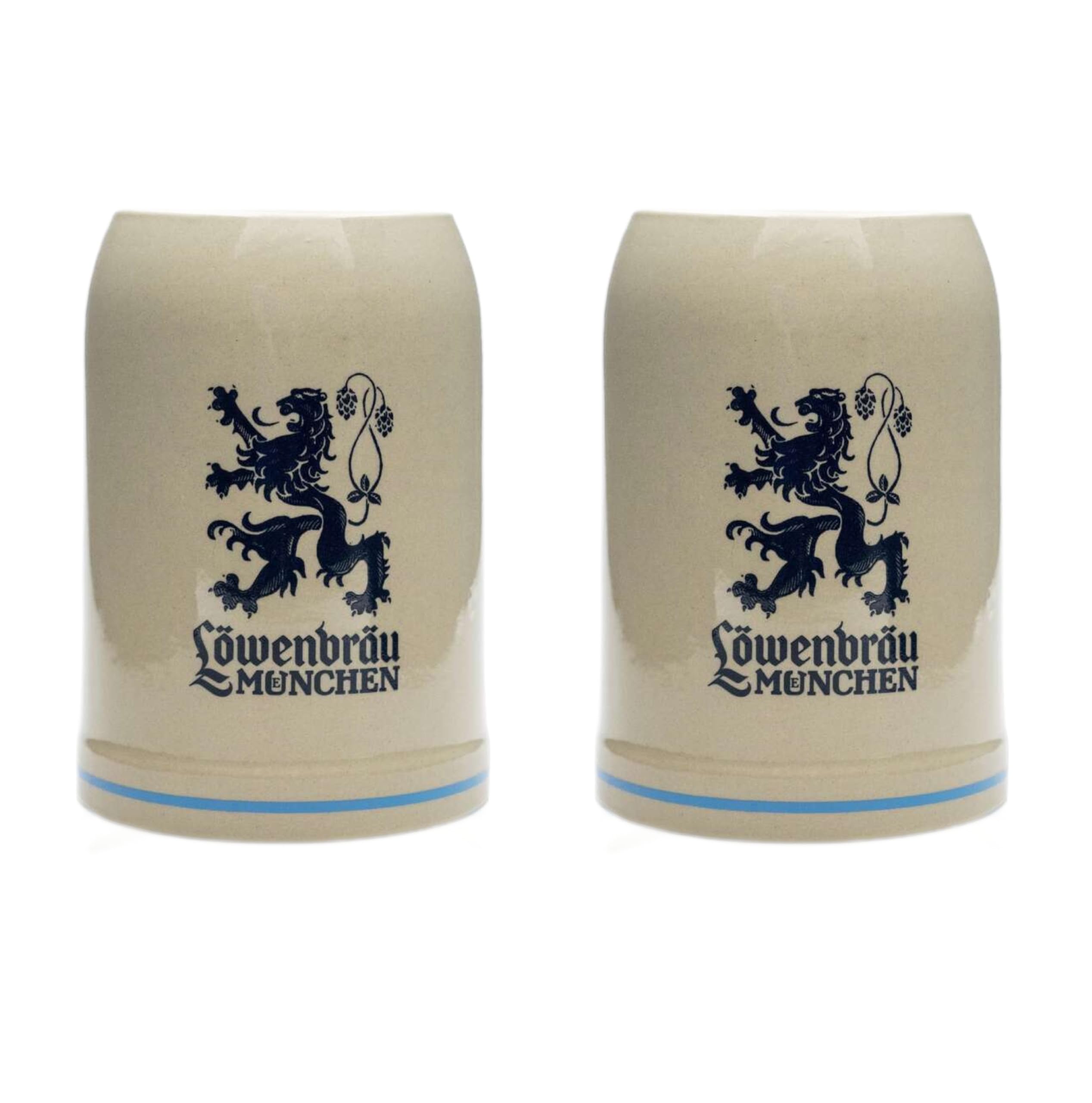 Zum Franziskaner 2 Stück LÖWENBRÄU Bier-Tonkrug 0,5 Liter | Das Original | Traditioneller Bierkrug - München Oktoberfest Deutschland Volksfest Biergarten Tradition