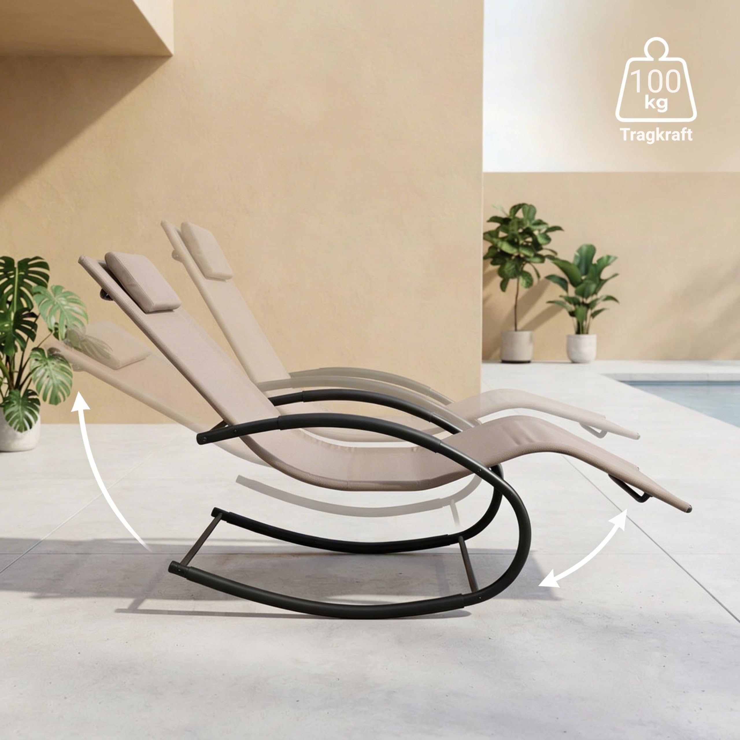 novaterra® Premium Sonnenliege Beige – modernes Design, hohe Qualität Wetterfeste Gartenliege für Outdoor & Pool | Ergonomische Relaxliege, stabil & langlebig
