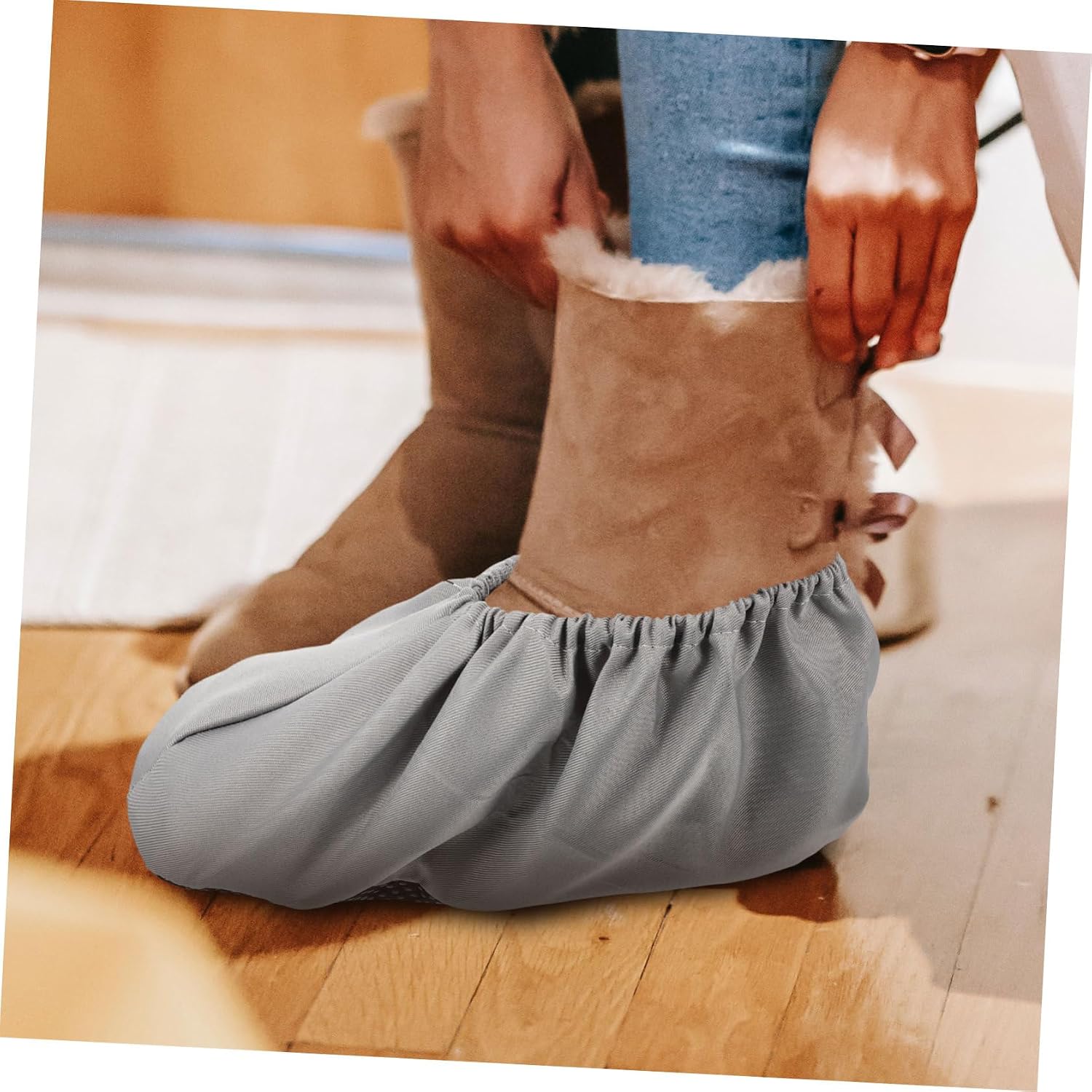 MAGICLULU Washable Anti-Skid Shoe Covers Breathable 3-Pair Household Cotton Shoe Cases for Indoor Use Reusable and Easy to Clean Random Color