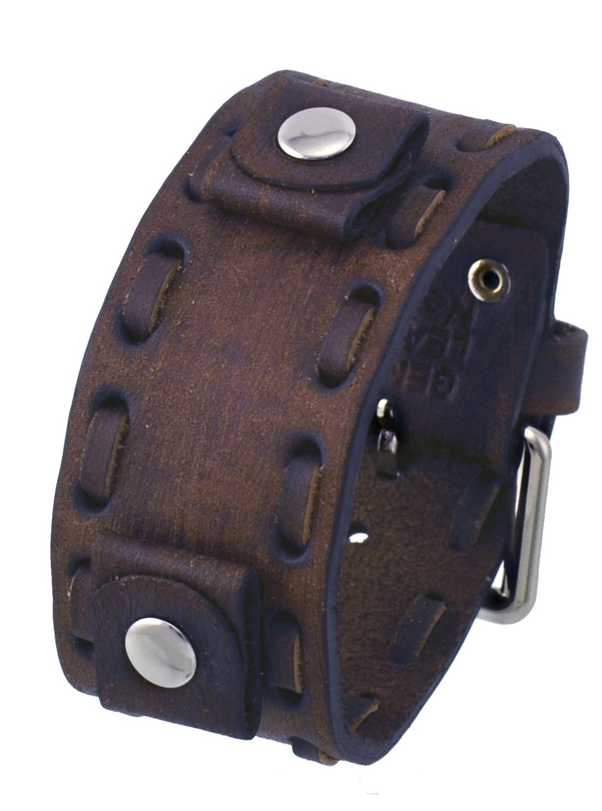 Nemesis #VSB-B Washed Out Faded Dark Brown 20mm Lug Width Wide Leather Cuff Watch Band