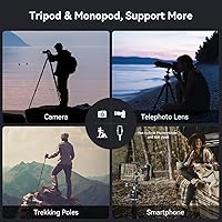 Vista 9 de SmallRig AP-10 Trípode de fibra de carbono, trípode ligero de 52.4 pulgadas para cámara compacta con monopie desmontable, cabezal de bola de 360°