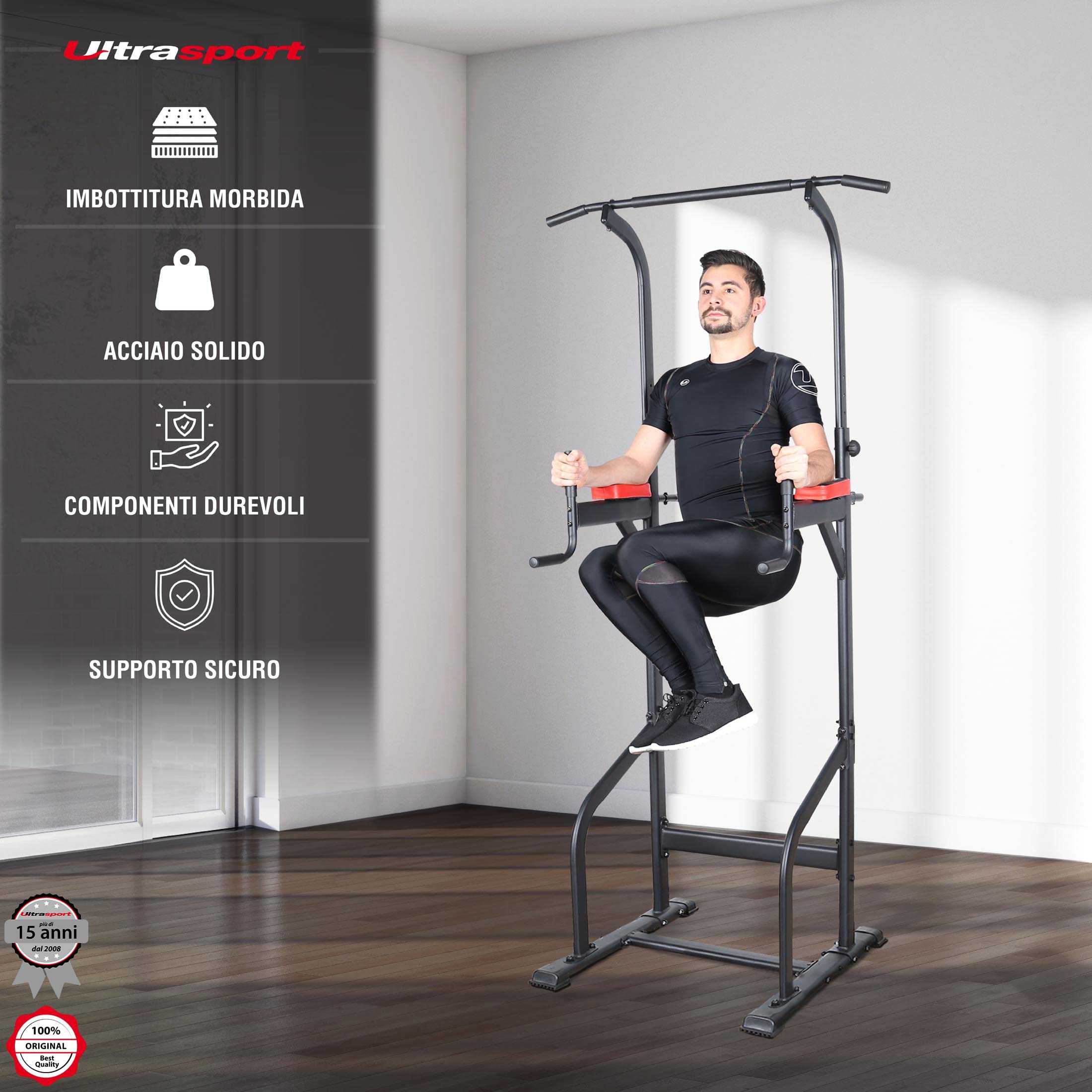 Power Tower MSPORTS - Stazione Multifunzione 7 In 1 Per Allenamento A Casa, Con Dip Bar, Push-Up E Sit-Up - Foto 3