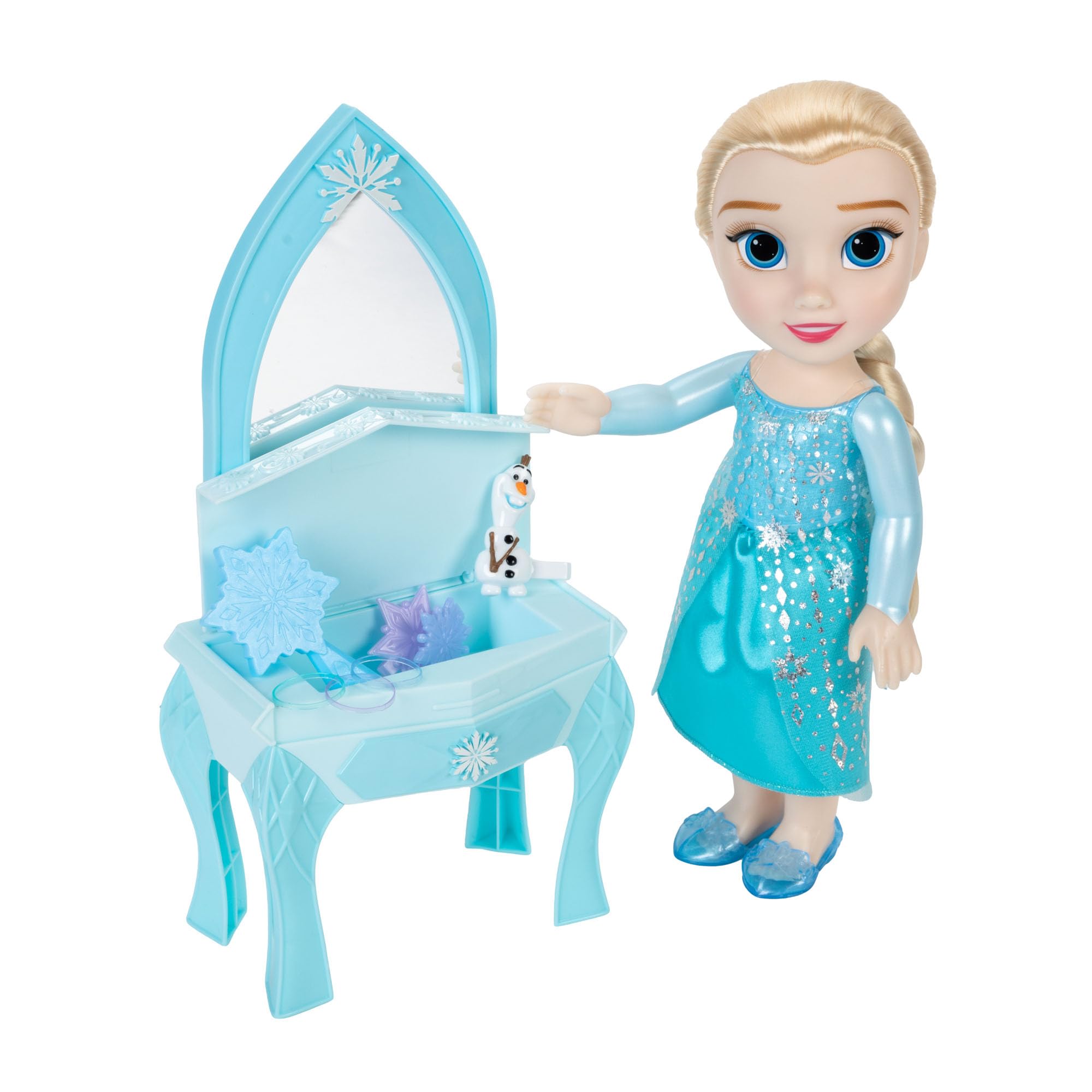 Frozen, bambola Elsa, toeletta magica con pettine e accessori