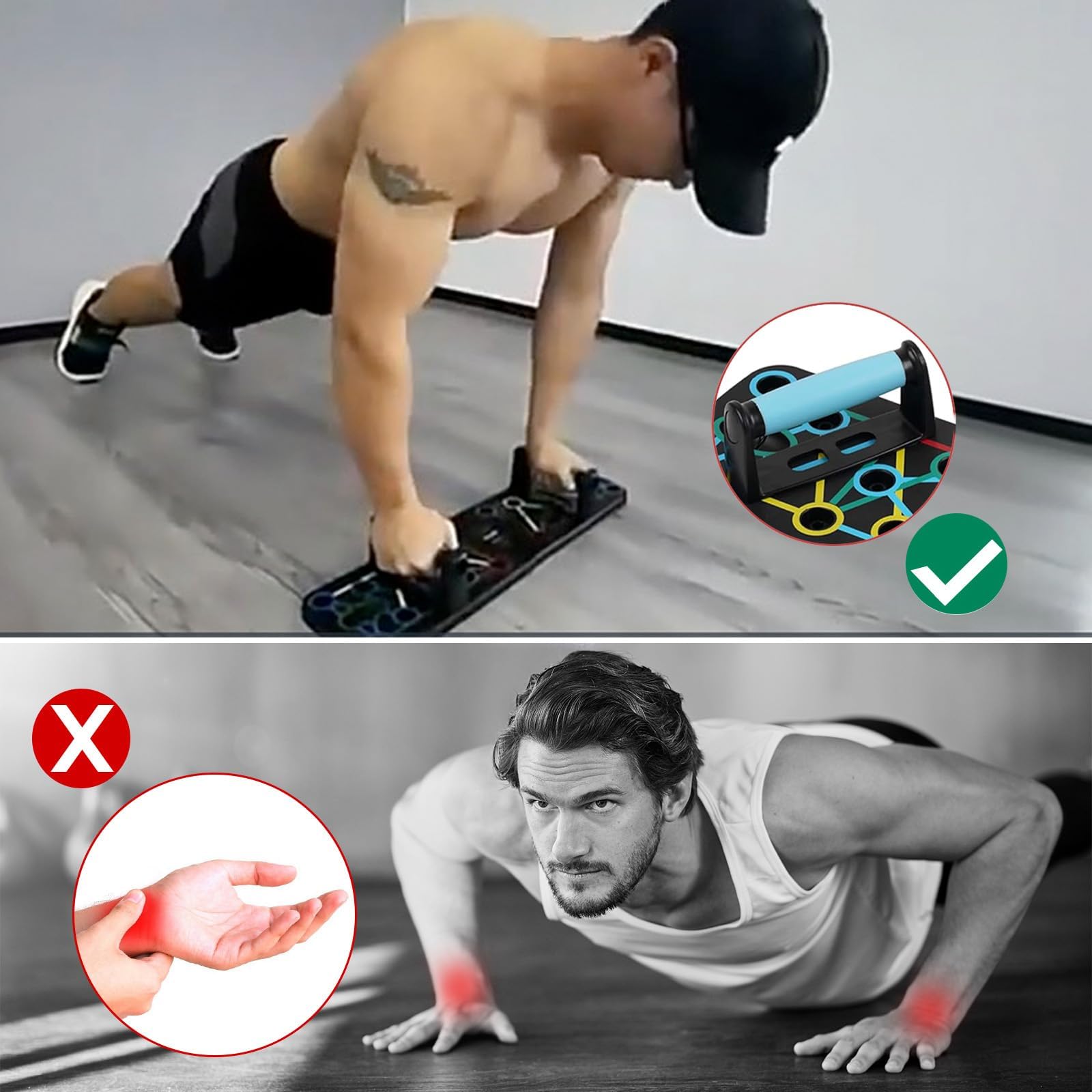Deska push-up, wielofunkcyjny sprzęt do treningu domowego 17 w 1, składana, przenośna deska do ćwiczeń, skutecznie ćwiczy mięśnie dla mężczyzn i kobiet (czarna z liną oporową)