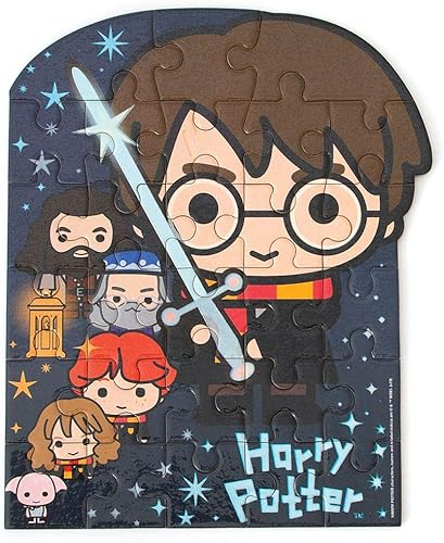 Playhouse Rompecabezas de 28 piezas con forma troquelada de Harry Potter Chibi para niños que brillan en la oscuridad