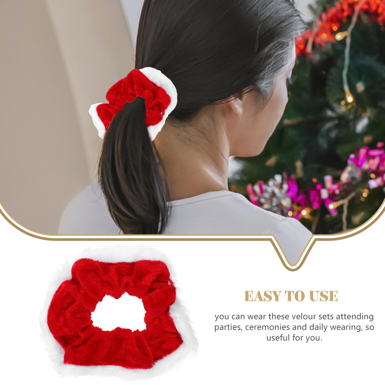 BESPORTBLE Christmas Scrunchies, 5Pcs Christmas Hair Accessories Red and White Christmas Scrunchie Christmas Hair Ties for Women Girls - Image 2