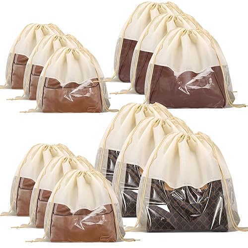 12 PCS Dust Bags for Handbags,Dustproof Drawstring Bags in 4