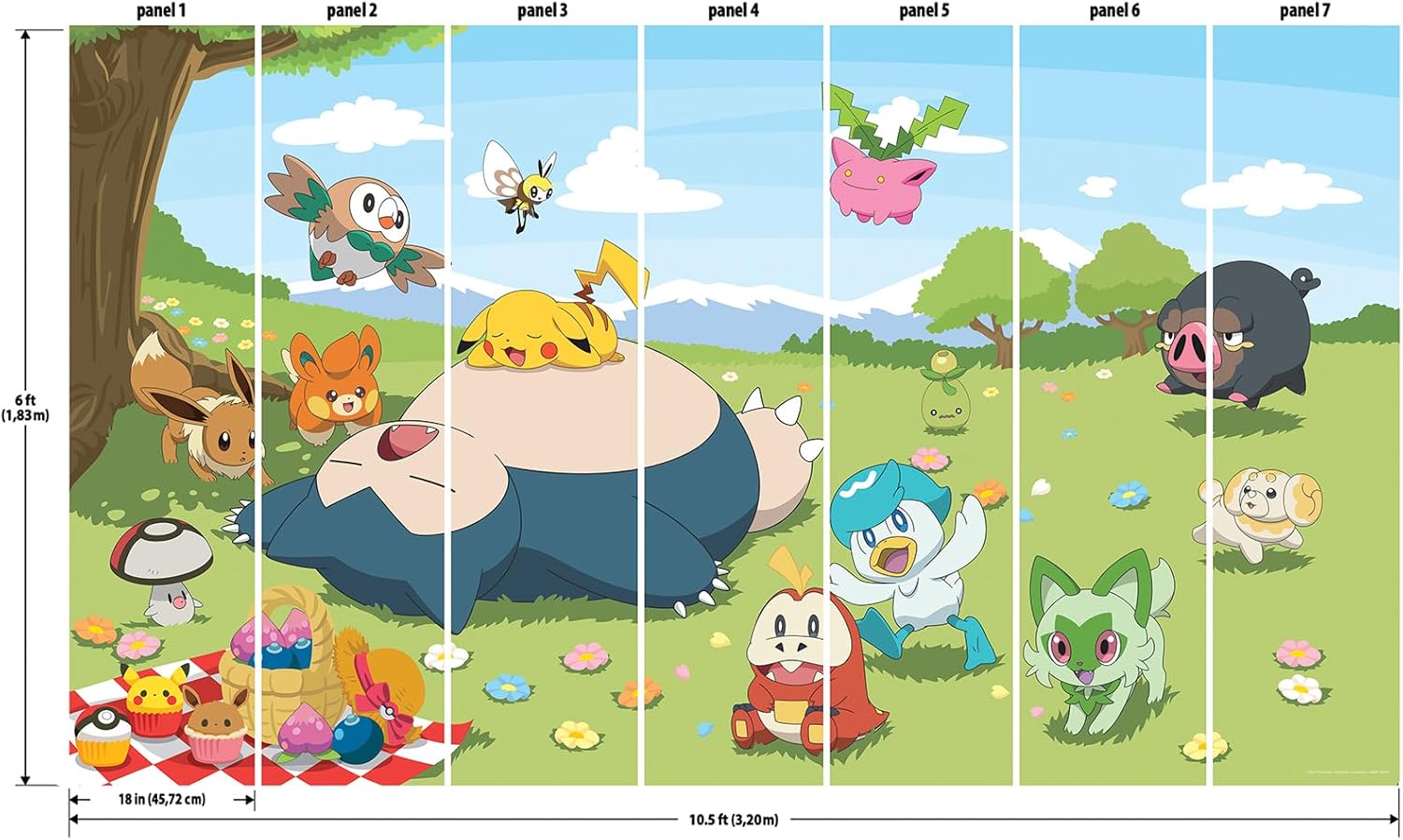 RoomMates Pokémon Picinic Green Peel and Stick Mural, RMM1341