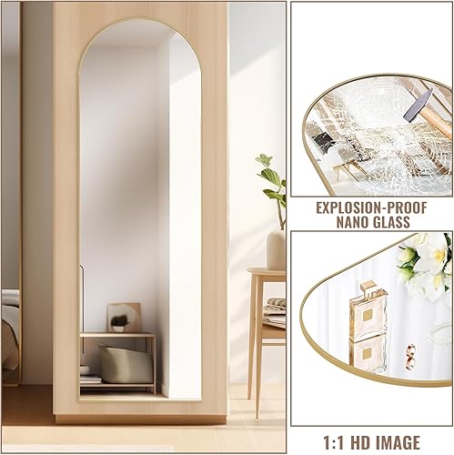 Miniatura 4 de NEWBULIG Espejo de longitud completa de 64 x 21 pulgadas, espejo de suelo para colgar o inclinar, espejo de cuerpo completo con soporte, espejo de