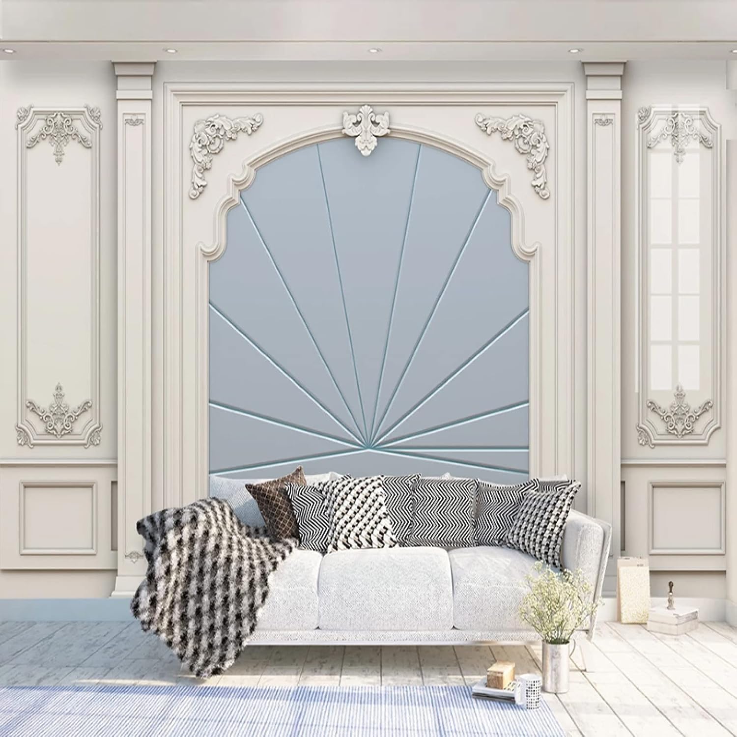 XLMING Stereoskopisches Weißes Pflaster 3D Dekorative Tapete Speisesaal Arbeitszimmer Wohnzimmer Schlafzimmer Sofa TV Wand-250cm×170cm