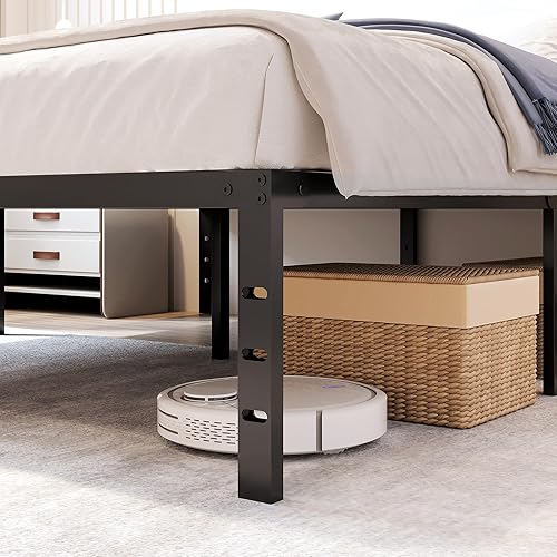 Miniatura 3 de zizin Marco de cama de tamaño matrimonial de 12 pulgadas, plataforma de metal, base de cama sin somier, base de colchón con listones de acero,