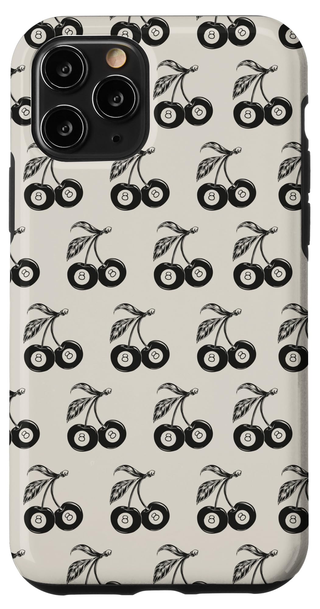 iPhone 11 Pro Cute Cherri 8 Billiard Ball Pool Cherry Fruit Pattern Black Case