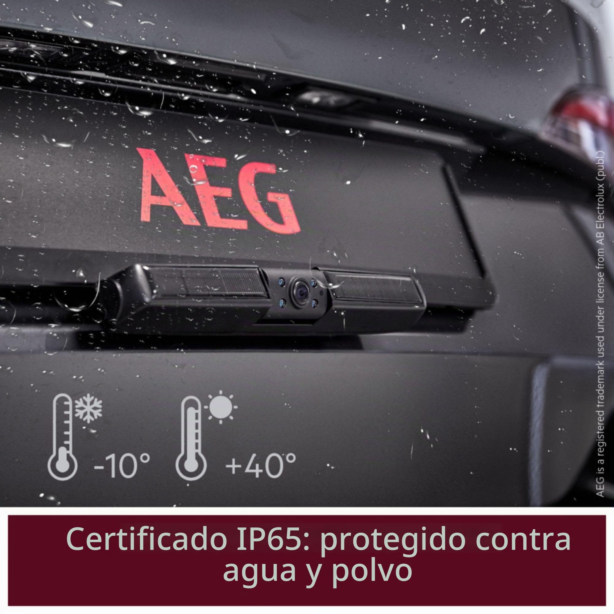 AEG Cámara de marcha atrás digital inalámbrica con energía solar, ayuda de estacionamiento, con transmisor de radio, pantalla LCD dual, resistente al agua, visión nocturna