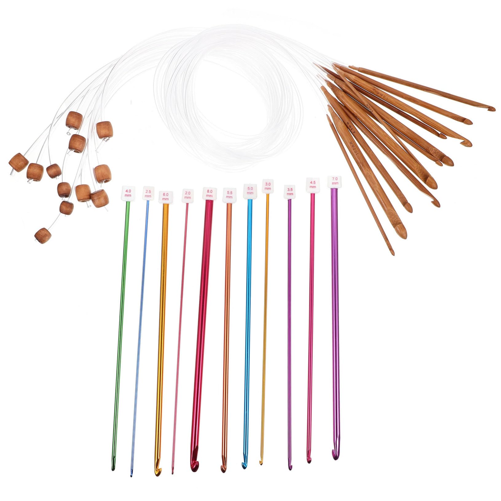 STOBOK 1 Juego crochet afgano encaje circular kits de tejer gancho de tejer tunecino Gancho de crochet agujas de ganchillo bricolaje herramienta de ganchillo colocar aluminio