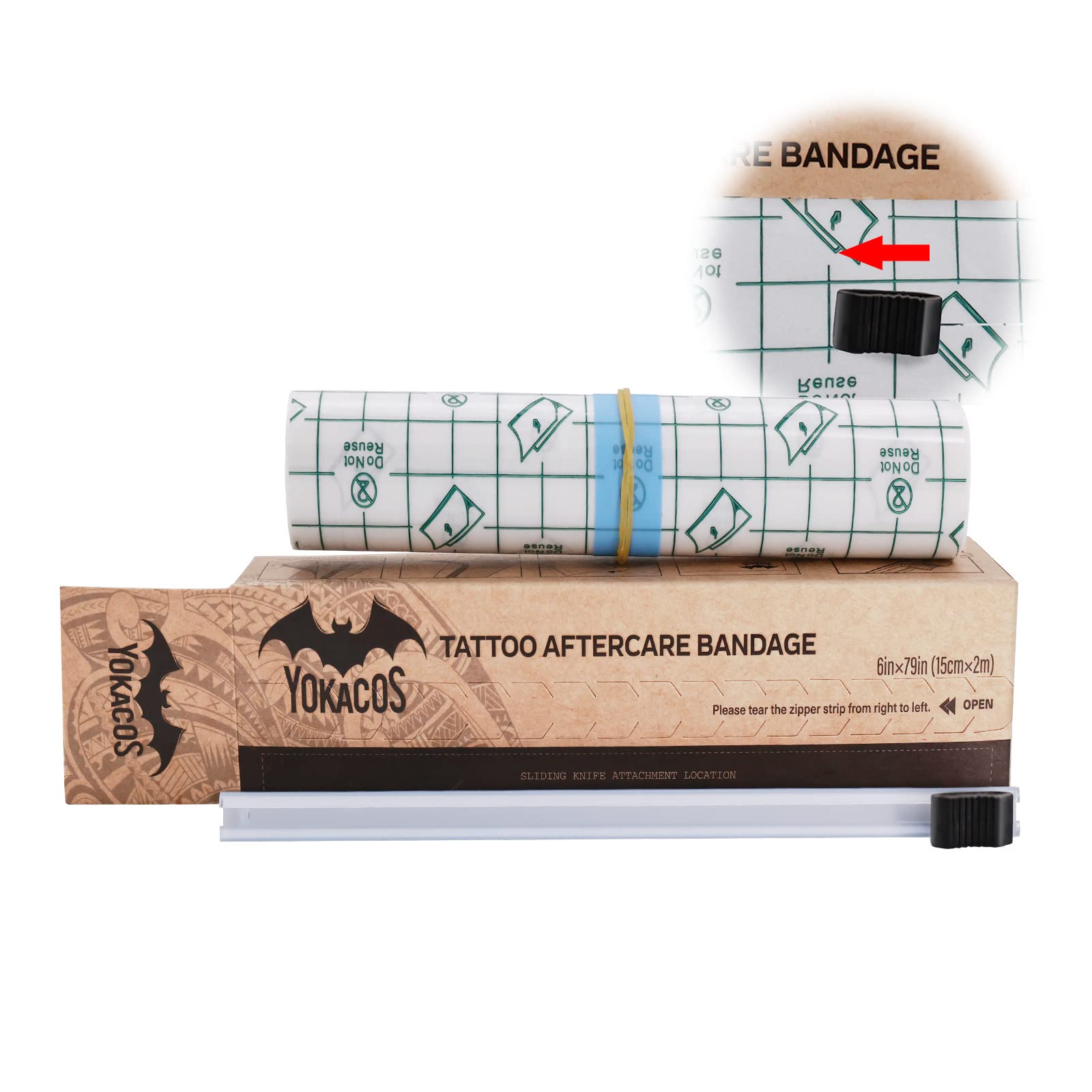 Tattoo Aftercare Bandage, YOKACOS Tattoobandage 15cm x 2m, Waterproof Adhesive Dressing Second Skin Tattoos Tape (roll)