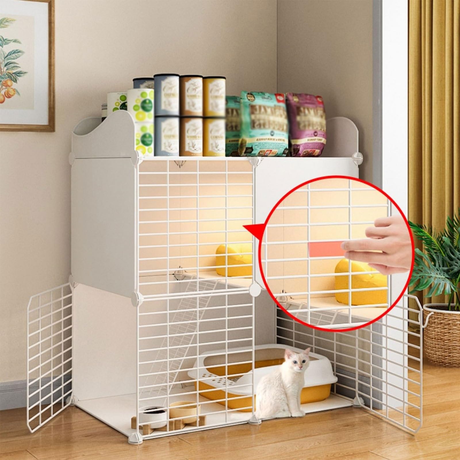 Jaulas Grandes Para Gatos De Interior, Casas Para Gatos En Suministros Para Mascotas, Jaula De Alambre Metálico Desmontable Para Gatitos, Casetas De Bricolaje Con Puerta,(Black-A-70*105*35cm)