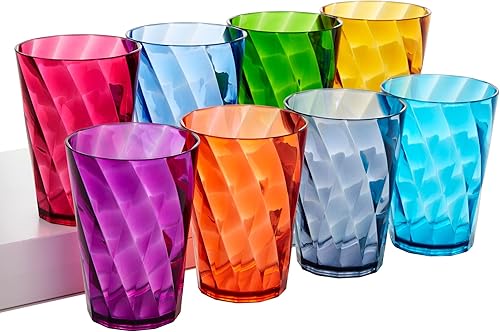 Miniatura 6 de US Acrylic Optix - Vasos de plástico reutilizables (juego de 8) vasos de jugo de 10 onzas en colores de joya, vasos sin BPA, fabricados en Estados