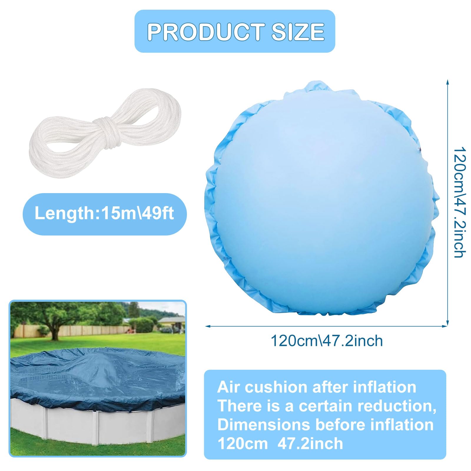 SPERMUOY Poolkissen Winter Poolkissen Luftkissen Pool,120x120cm Pool Luftkissen Winter,Winter Schluss Luftkissen,Pool Überwinterendes Luftkissen,poolkissen Für Pool Abdeckplane Tragbares Aufblasbares