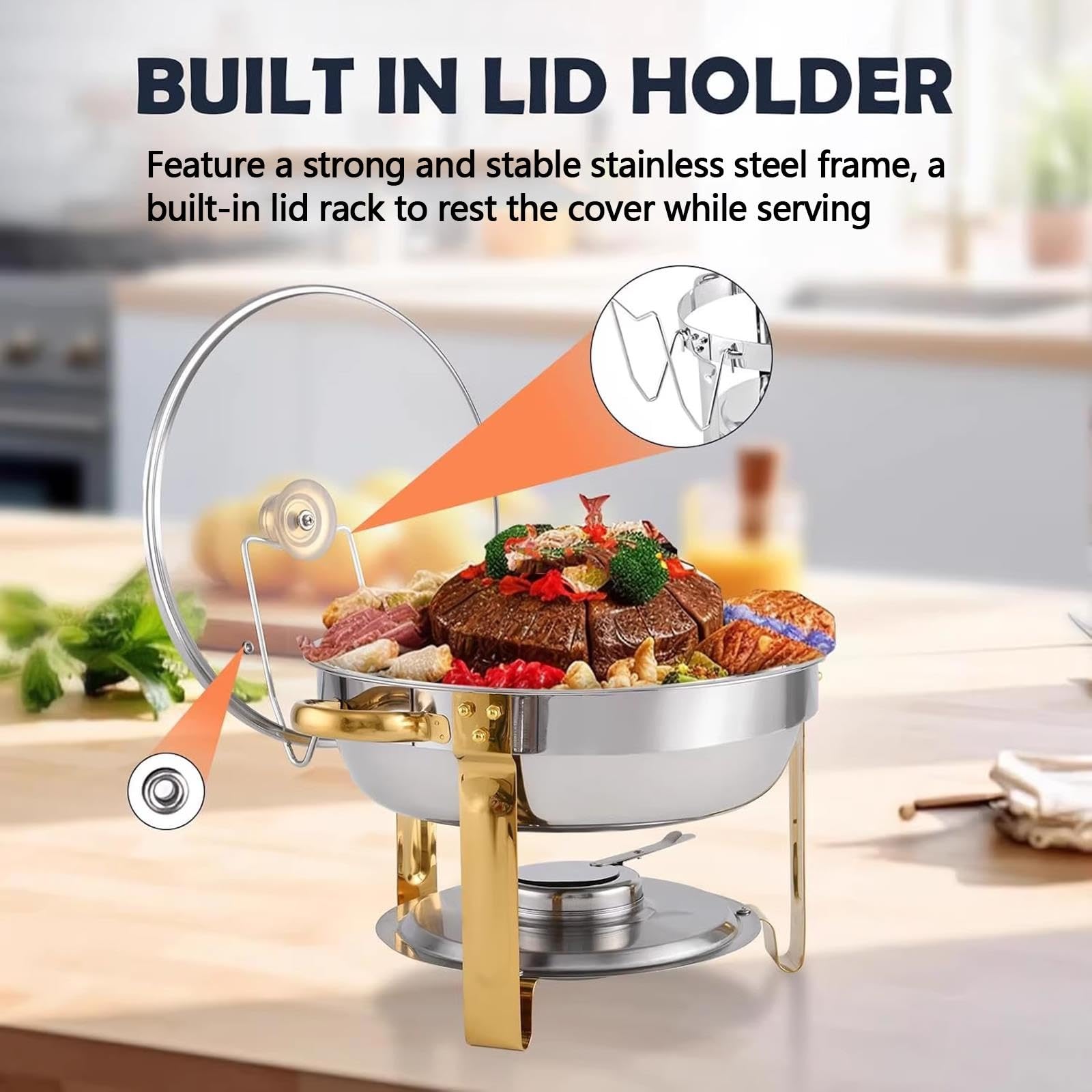 4 PCS Calentador de Buffet in Acero Inoxidable no se Requiere Electricidad