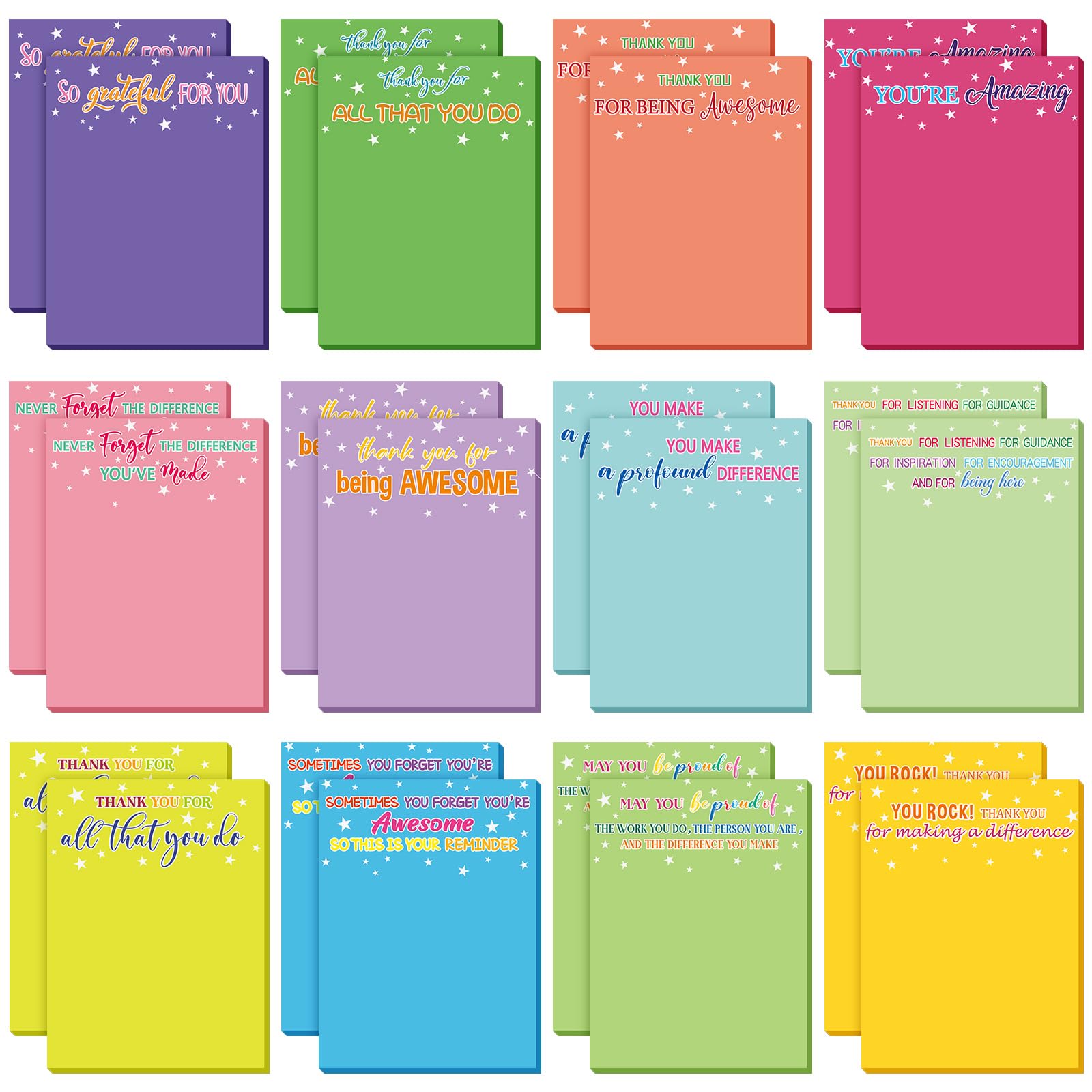 Teling 24 Pcs Inspirational Employee Appreciation Sticky Notes Motivational Sticky Note Gifts Bulk 3 x 4 Inch Spanish Thank You Motivational Notes for