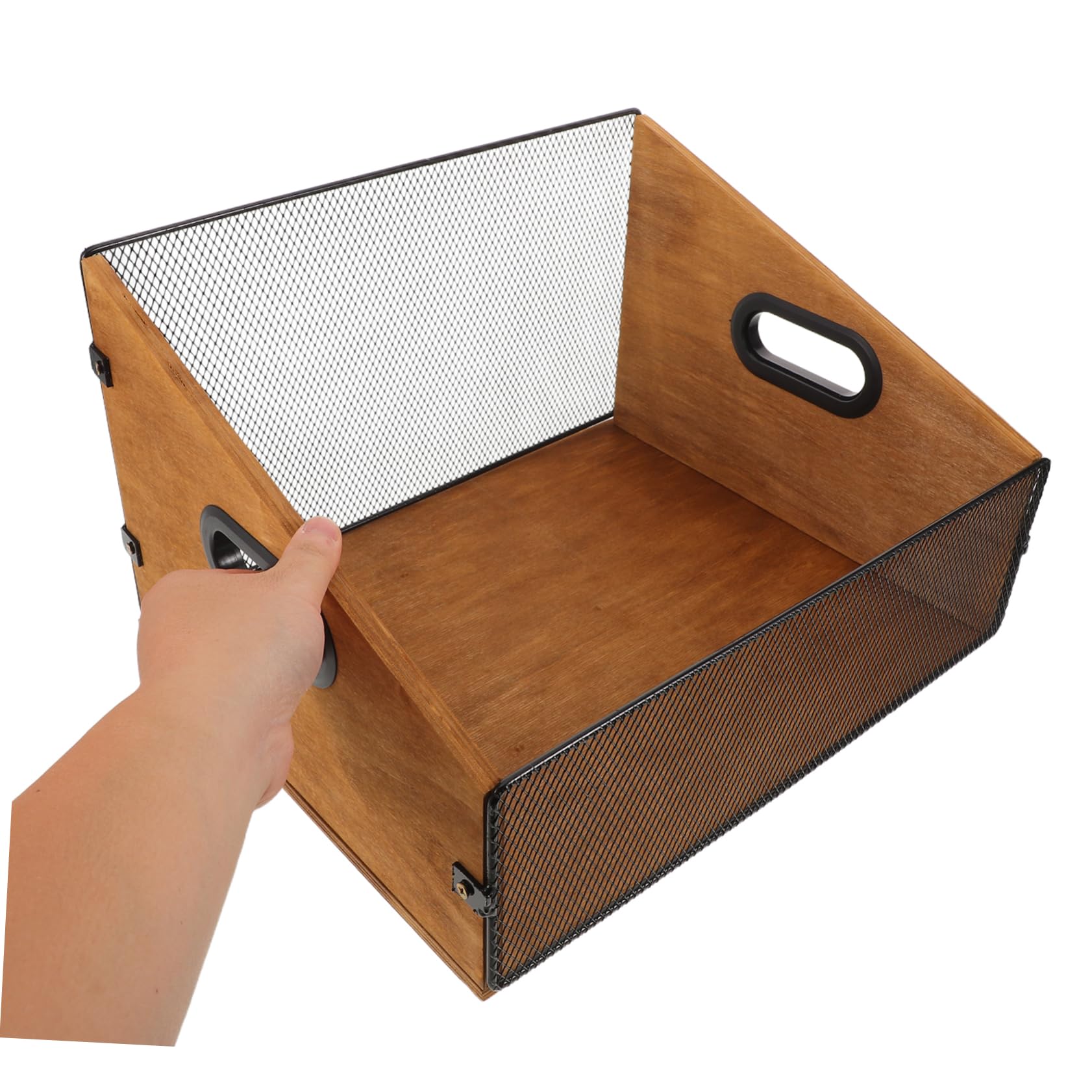 Scatola in Legno Massiccio per Dischi in Materiale con Maniglie Scatola Rustica per Archivio Album e Riviste Organizer Robusto e Stabile per Raccolte Musicali