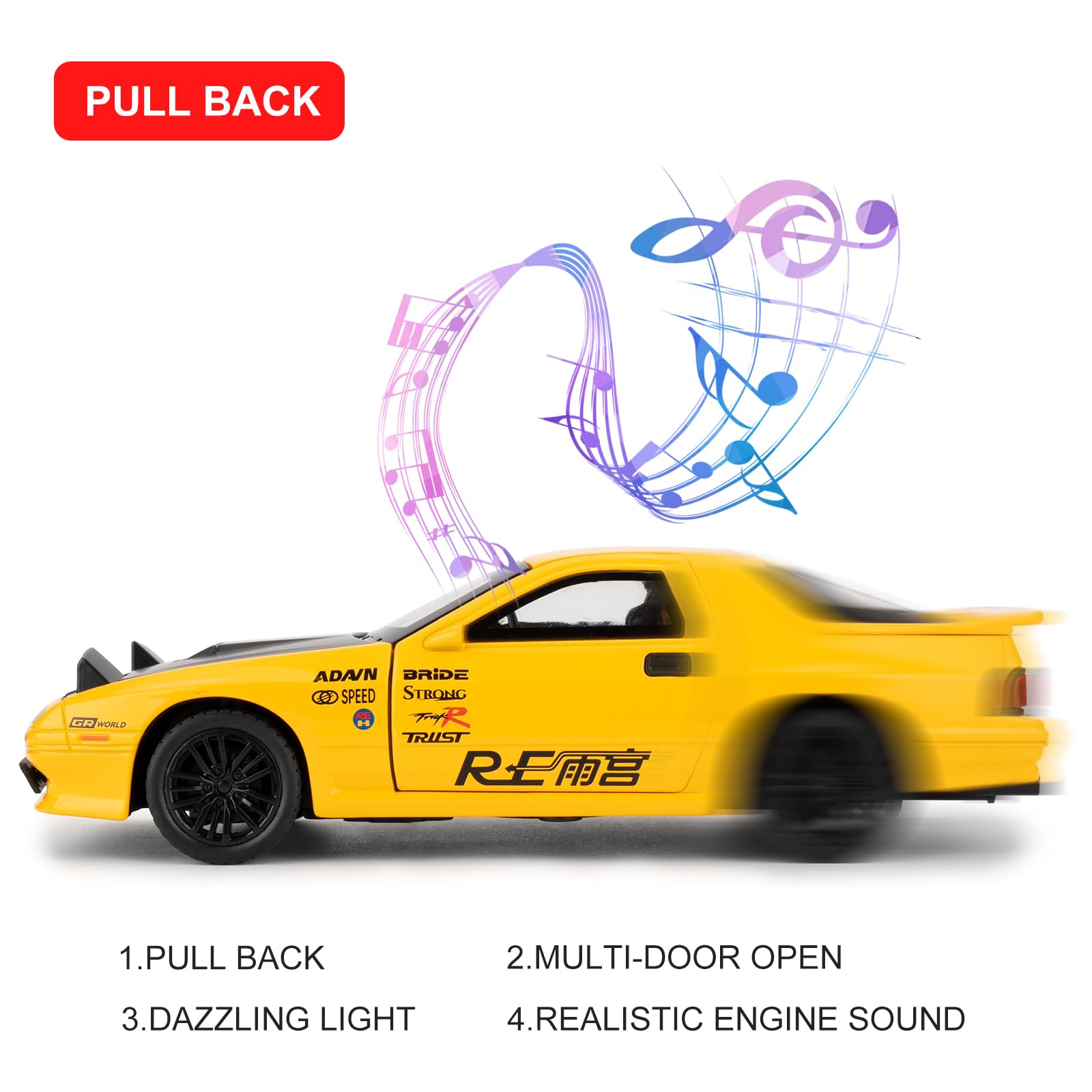imtfzct 1/32 Mazda RX7 Model Car, Alloy Die-casting Toy Cars, Collectible Toy Model Cars - Image 4