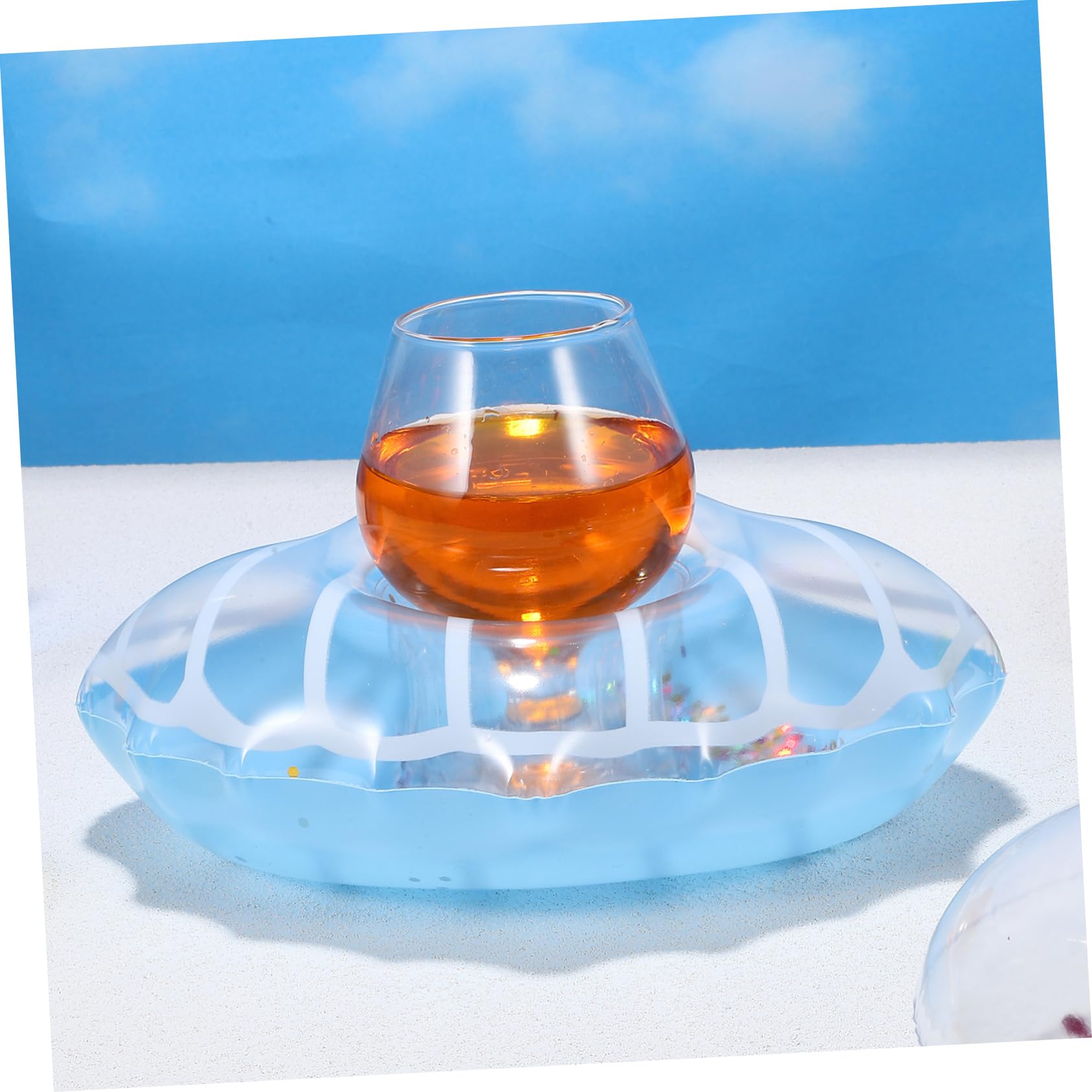 10pcs Cup Holder Wine Pool Floats Drink Floats Pool Drink Holder Inflatable Pool Coaster Holder Swimming Beverage Float Gold Sequins Floating Bottle Holder Shell Cocktail Glass PVC