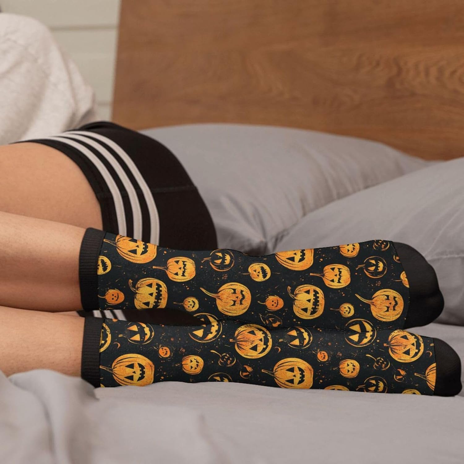 Halloween Pumpkin Socks Funny Novelty Socks Casual Athletic Crazy Cute Crew Socks For Women Men - Image 4