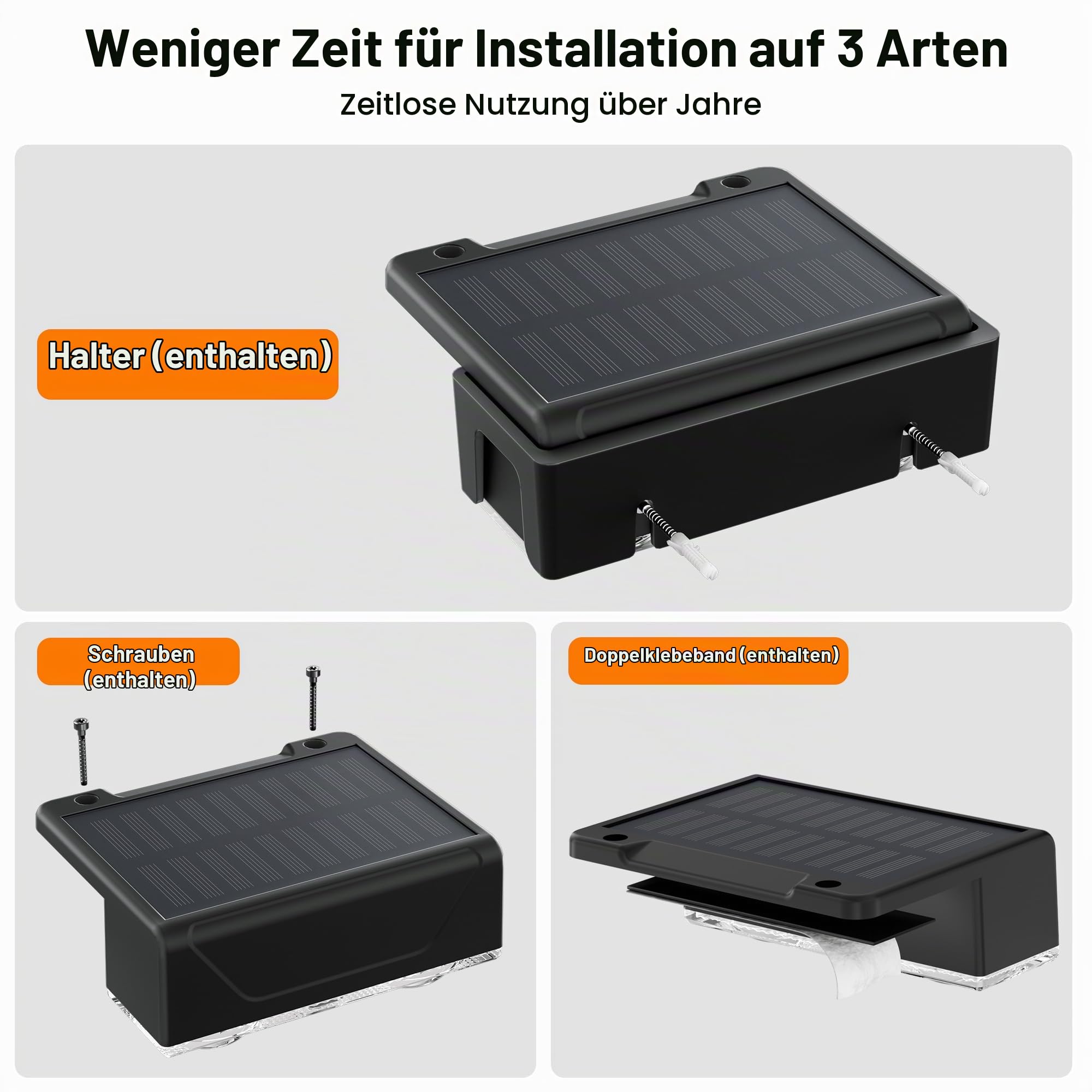 ELLASAY Solar Wandleuchte Außen Garten IP65 Wasserdicht 8 Stück mit Linse