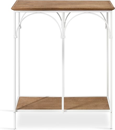 Miniatura 19 de Kate and Laurel Anthea Coastal - Mesa de cóctel de 12 x 12 x 26 pulgadas, color marrón rústico y blanco, mesa decorativa de dos niveles para