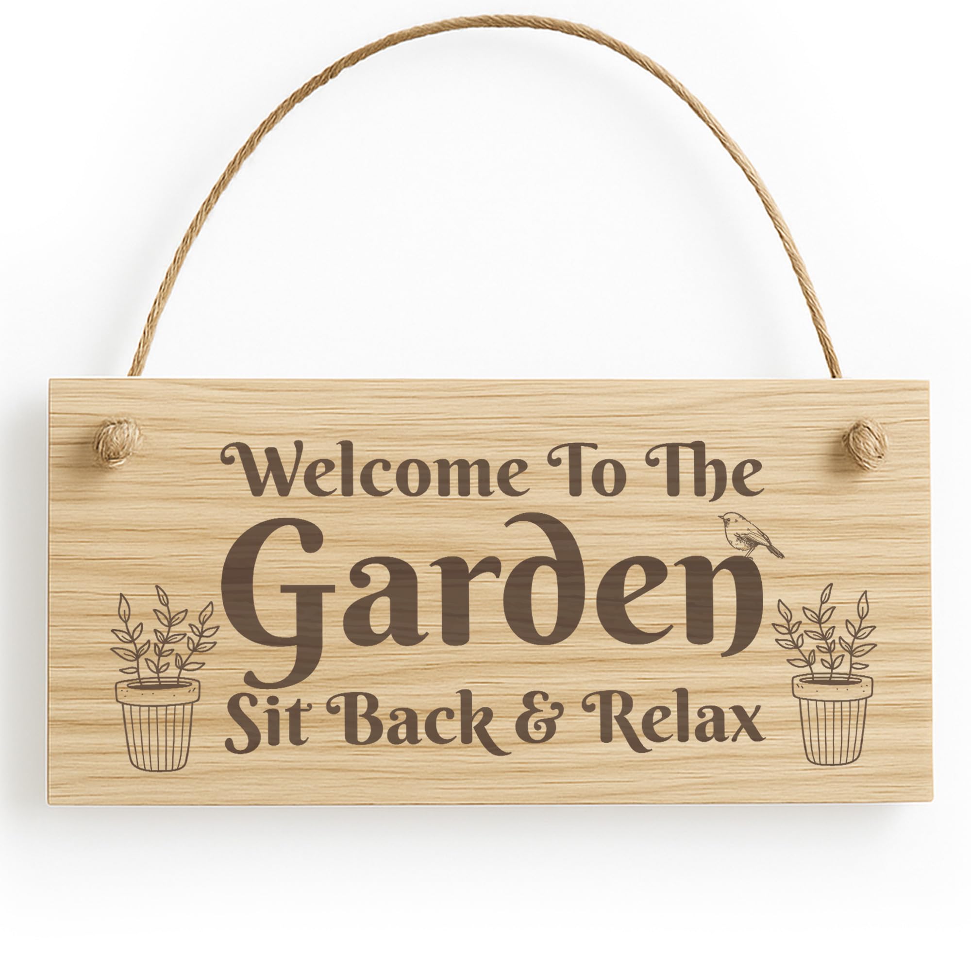 Red Ocean Garden Welcome Sign Engraved Wood Plaque Gift For Garden Shed Summer House