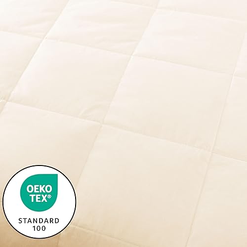 Miniatura 4 de Feather and Loom - Manta de plumón de pato blanco de 233 hilos, cubierta de algodón transpirable, relleno de plumón de 600 hilos, color marfil,