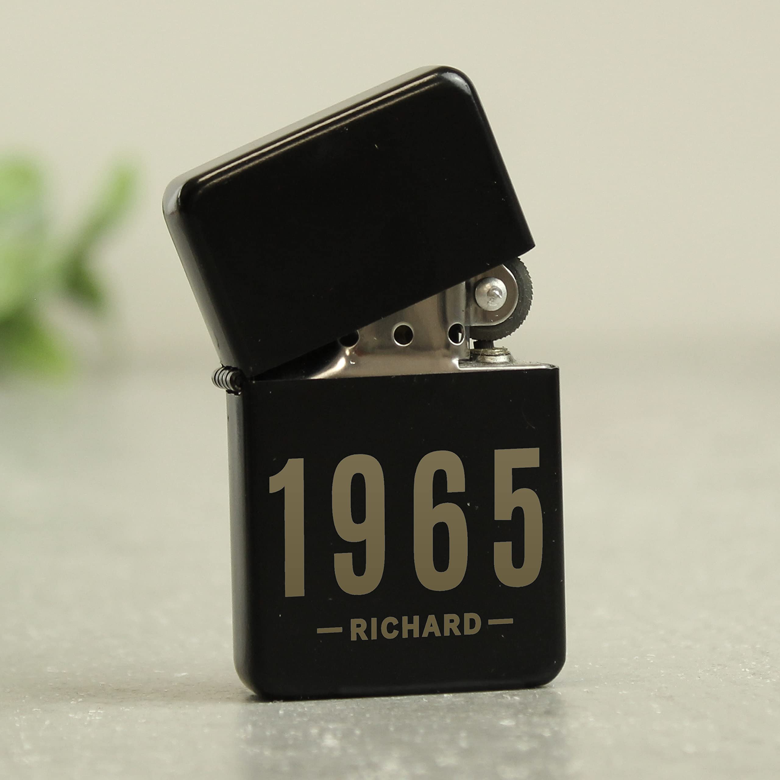 Personalised Memento Company Black Personalised Date & Name Lighter