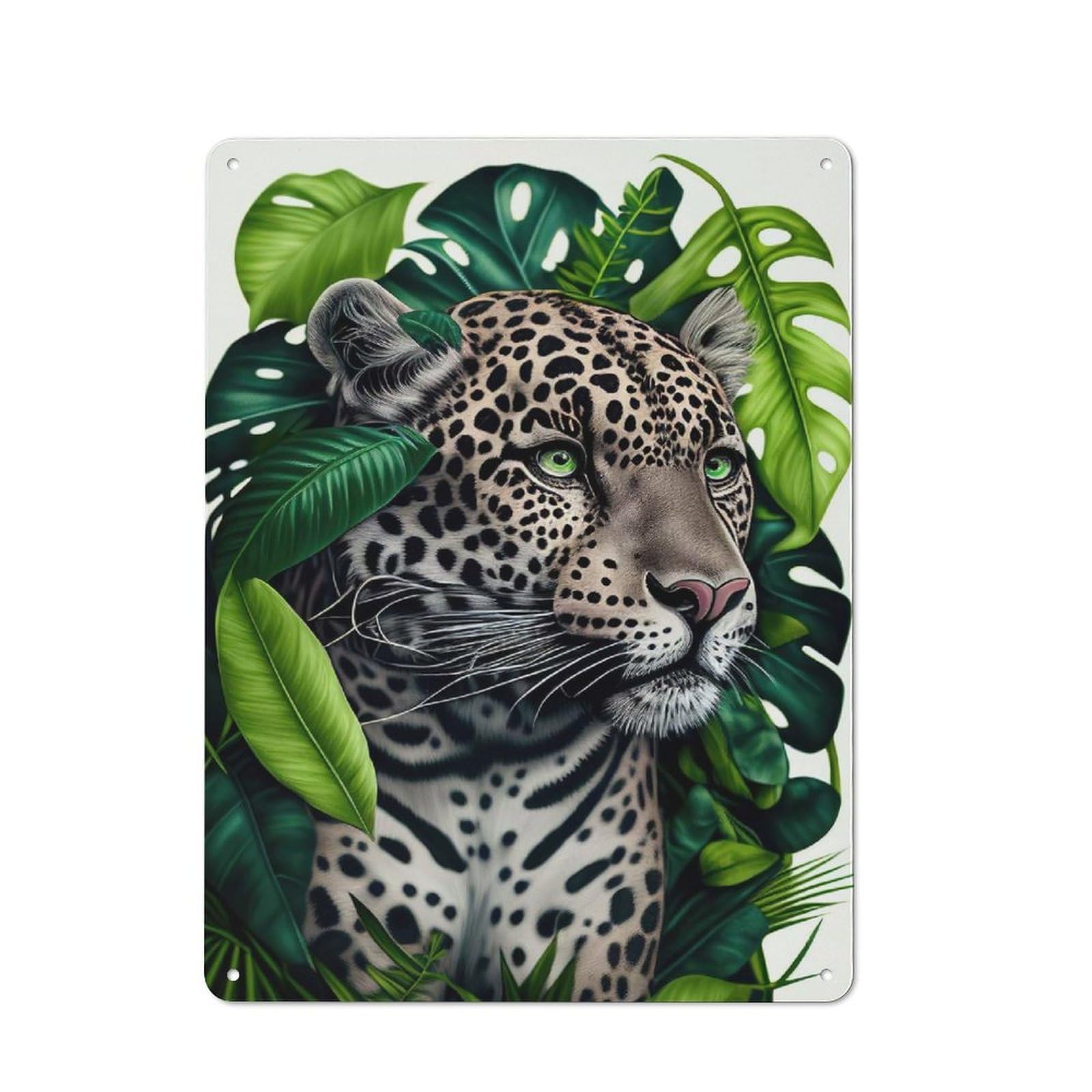 Junmoney Jaguar Face Jungle Animal Metal Wall Decor Sign For City Themed Room, Study Or Gallery Wall, Gift For Travel Lovers And City Fans, 40X30cm