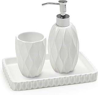 Roselli Trading Company Wave Bath Accessory Set, White