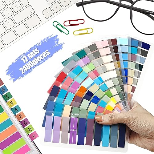 Miniatura 2 de Pestañas adhesivas 2400 pestañas para marcadores de página, pestañas adhesivas Morandi, marcadores de página para cuadernos, marcadores de libros,