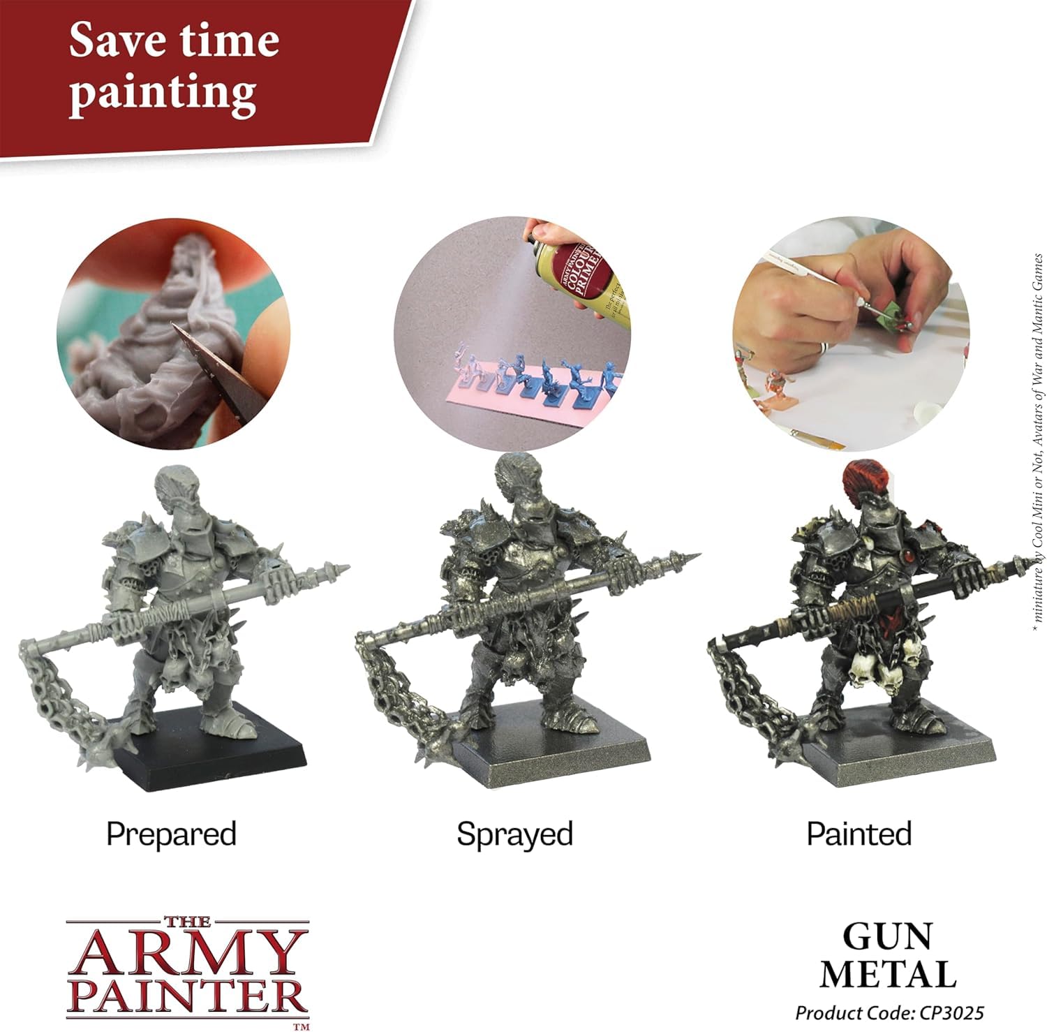 The Army Painter Colour Primer Gun Metal, 400 mL akrylowy spray podkładowy, farba w sprayu do grundowania figurek, modelowania figurek do gier fabularnych, planszowych i bitewnych
