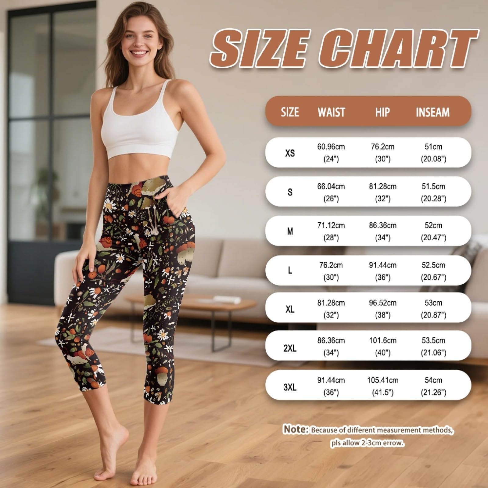 Amzbeauty Leggings capri para mujer, leggings de cintura alta con bolsillos, longitud 3/4, pantalones deportivos para entrenamiento, gimnasio, correr, yoga